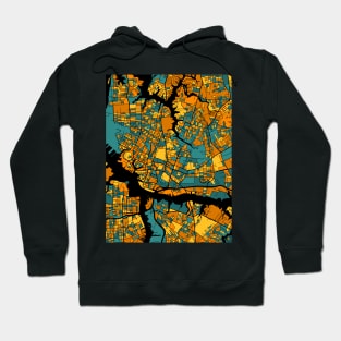 Norfolk Map Pattern in Orange & Teal Hoodie